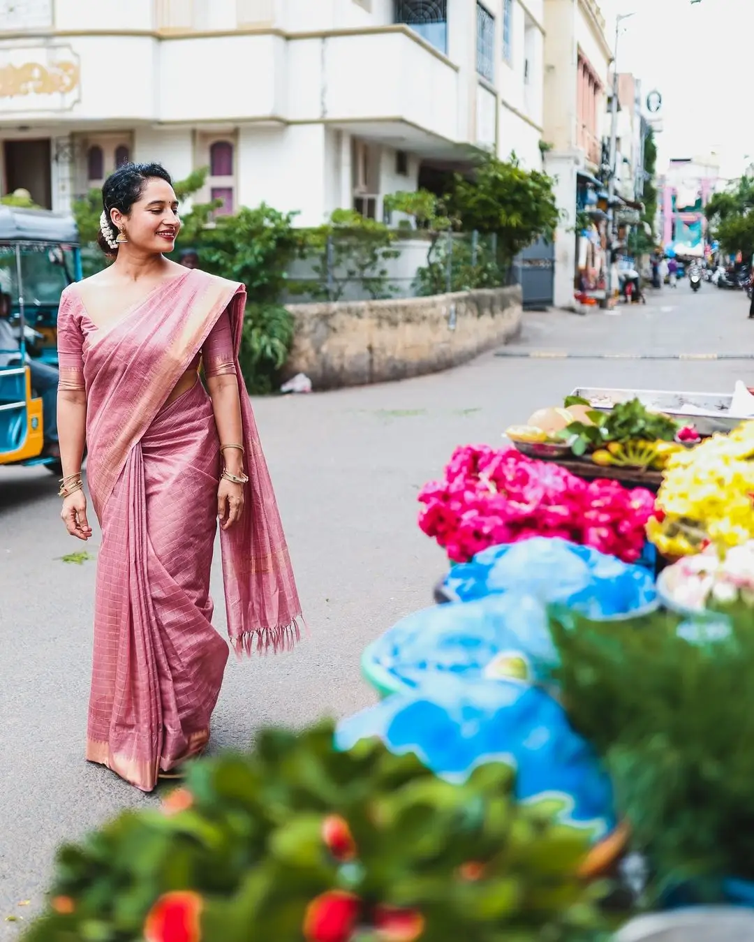 Pooja Ramachandran In Traditional Pink Saree